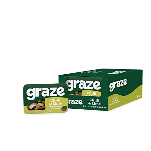 Graze Punchy Chilli and Lime Nutty Protein Power - Vegan Healthy Snacks Savoury lunch box snacks, High in Fibre,Natural Flavours - Packaging may vary - Packaging may vary - (9 x 38g Snacks)
