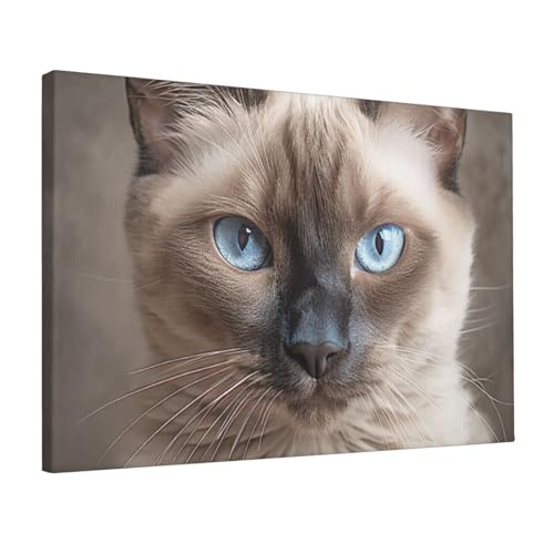 Toile murale moderne chat siamois prête à suspendre 45,7x30,5cm