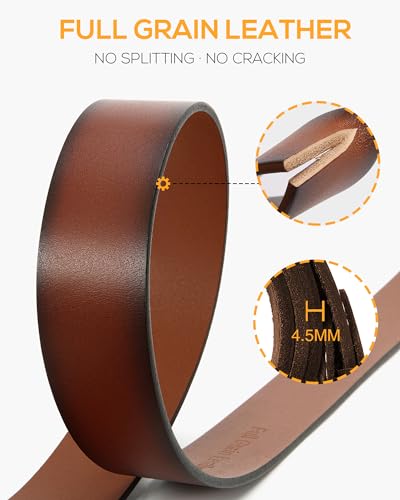 Image of CHAOREN Full Grain Leather Belts for Men - Mens Belt for Jeans - Timeless Elegance for Casual Dress, Cowhide Black, 36