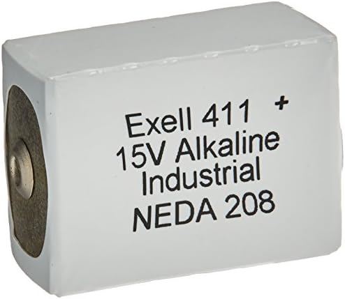 Exell 411A Alkaline 15V Battery Replaces NEDA 208, 10F20, BLR121, 411A ANSI 208 BA 331/U Burgess K10 Burgess U10 Eveready 10F20 Eveready B121 Eveready BLR121 Mallory M121 NEDA 208 RCA VS082