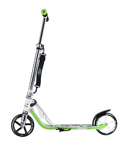 HUDORA Kick Scooter Adult Teen Kid for 8 Years Old with 180mm Big UP Wheels, Adjustable Height, Easy Folding Big Wheels Scooter-Green