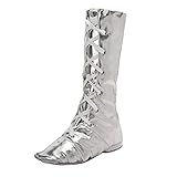 HIPPOSEUS Women's Jazz Dance Shoes Silver Split Sole Dancing Training High Top Ankle Dance Boots for Men, US 7.5
