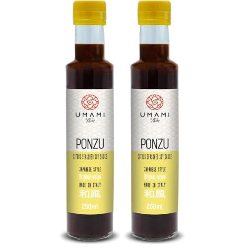 Umami Japanische Ponzu Soße 250ml - Mit Sizilianischen Zitrusfrüchten & Handwerklicher Sojasauce - Hergestellt in Italien - Ideal für Fisch & Salate - 100% Natürlich (Packung mit 2)