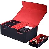 Scimi Commander Deck Box Magic Deck Box Fit for 500+ Sleeved Cards with 2 Tray Card Game Protector C