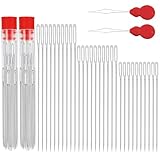 DTDNZKN 60 PCS Large Eye Hand Sewing Needles Set - 3 Sizes Leather Embroidery Thread Needles, Stainless Steel Hand Quilting Needles with Threader - Ideal for Hand Sewing, Art, and Crafts
