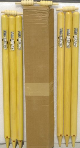 Pro Impact Full Size 6 Cricket Stumps 4 Bails Wood $50 Value