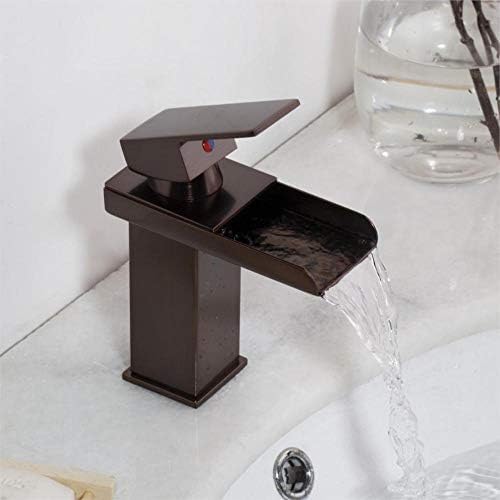 Mitigeur cascade noir mat en laiton pour vasque de salle de bain contemporaine
