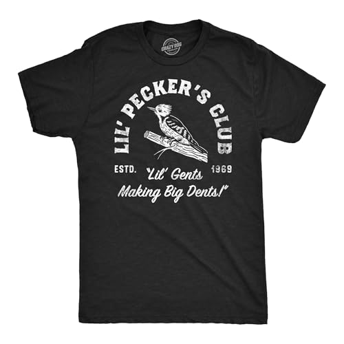 Mens Funny T Shirts Lil Peckers Club Sarcastic Bird Graphic Novelty Tee for Men Funny T Shirts Sarcastic Apparel for Men Cool Animal Short Sleeve Novelty Black - L
