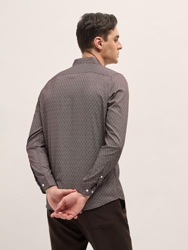 Image of THE BEAR HOUSE Men's Blue Tailored Fit Full Sleeve Cotton Printed Shirt