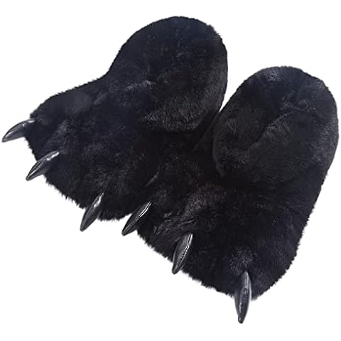 Komyufa Animal Paw Slippers Plush Warm Home Closed Back Shoes Fluffy Funny Furry Claw for Kids Boys Girls Adults Women Cosplay Holiday Indoor Winter Cover