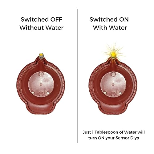 Image of BEYOND BASIC Water Sensor Diya Set Water Sensor LED Diyas Decorative Diya Decorative LED Lights E-Diya. (4, Round)