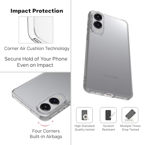Image of RIGGEAR Shockproof Clear Hybrid Armor Back Cover Case for Samsung Galaxy S25 Edge (Transparent PC with TPU Bumper)