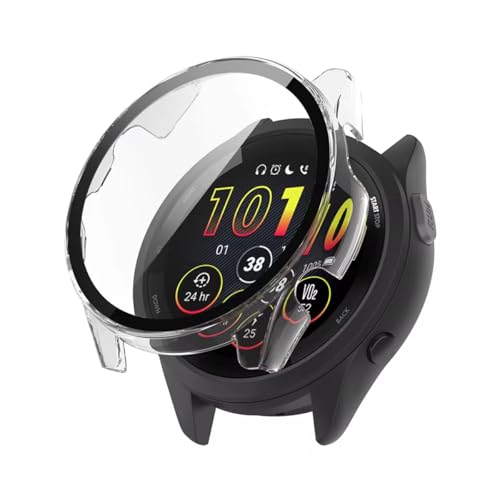 Capa protetora com película compatível com Garmin Forerunner 165 ou 165 Music Cor:Transparente