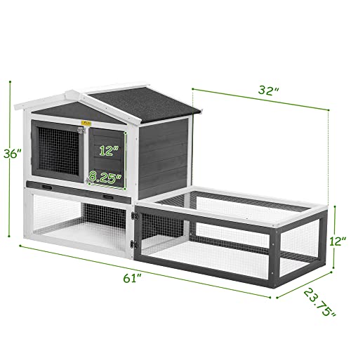 Coziwow 61”X23.6”X36” Indoor Outdoor Wooden Large Small Animal Hutch,Pets Crate House For Rabbit Bunny Cage Dog Cat Squirrel Hamster Hedgehog Guinea Pig Habitat Chicken Coop #TOP5