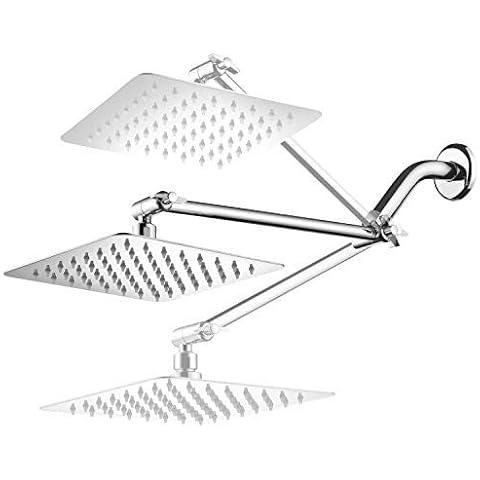 HotelSpa Giant 10 Stainless Steel Rainfall Square Showerhead with Solid Brass Adjustable Extension Arm by HotelSpa Cover