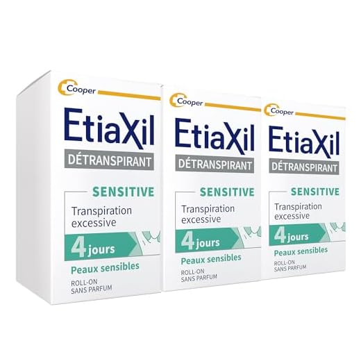 ETIAXIL - Déodorant Détranspirant - Traitement Transpiration Excessive - Aisselles - Peaux Sensibles - Roll-on - Efficacité 4 jours -15 ml - Lot de 3