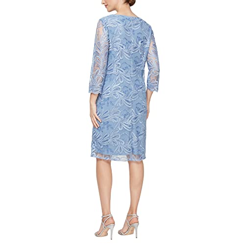 Image of Alex Evenings Womens Midi Scoop Neck Shift Dress with Jacket (Petite and Regular)