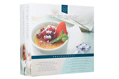 Crème brûlée Set Chicago Metallic mit Ramekin Rack und 4 Keramik Ramekins
