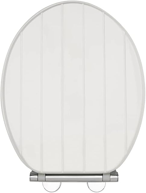 AQUALONA® Luxury White Tongue and Groove Toilet Seat - Soft Close MDF Moulded Wood Seat with Quick Release Button and Durable Hinges - Comfortable, Easy to Clean and Install with Universal Fittings