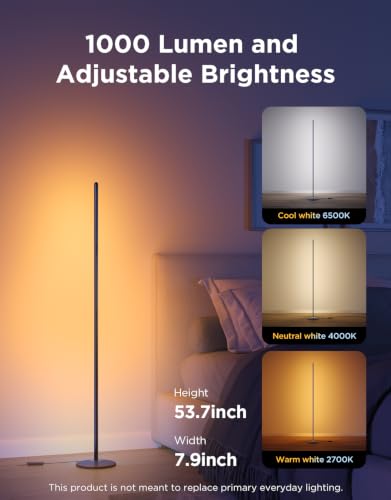 Govee RGBIC Floor Lamp Basic, 1000lm LED Corner Lamp, Black photo 2