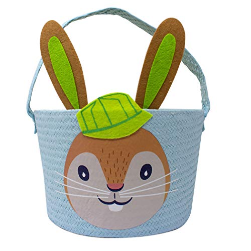 PTI Group Blue Bunny Easter Basket and Treats or Toys Container for Easter Egg Hunt, Multicolor (PG01338)