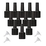 Yebeauty Nail Polish Bottles, 8ml Small Empty Plastic Refillable Nail Polish Bottles with Brush Cap & Funnels, Pack of 12 - Black