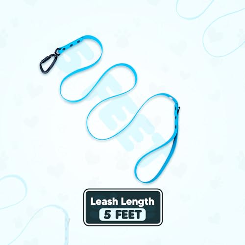 Image of Adil's Biothane Dog Leash - Waterproof Leashes for Dogs, Metal Hook, Adjustable 5ft Length Suitable for Dogs & Puppies, Ideal for Walking, Running & Training (Light Sky)