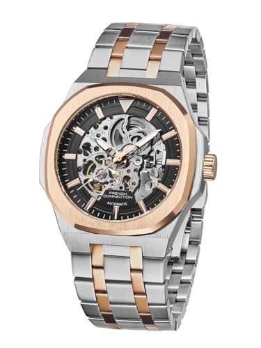 Image of French Connection Autaros Skeleton Dial Stainless Steel Automatic Watch for Men - FCA31RTM