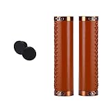 OrangeClub Fahrradgriffe Lenkergriff Zwei Seiten Lock-On Design Fahrrad Lenker Griffe mit Stopper für Fahrrad, Mountainbike, Rennrad Lenker Griffe (braun gerade)