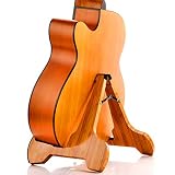Miwayer Guitar Stand Real Bamboo A-Frame Folding Thickened Universal, with Soft Leather Protection,