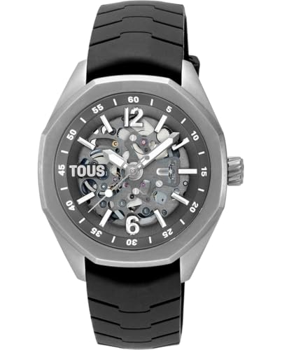 TOUS Reloj analógico automático con Caja de Acero y Brazalete de Silicona Now (Titanio y Negro)