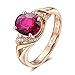 Daesar Ringe 18K Rotgold Damen Solitär Ring mit Rot Turmaline 1.57ct, Verlobungsring Rosegold Trauring Diamant Gr.53 (16.9)
