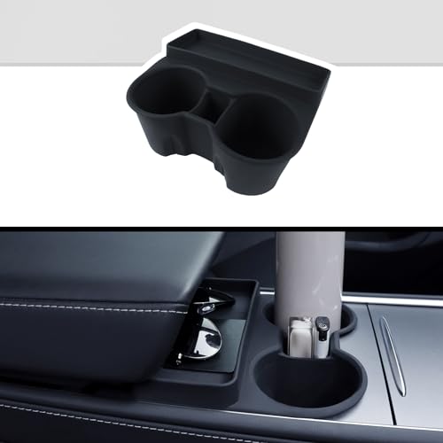 Rislobx for Tesla Model 3 Model Y Cup Holder Insert Center Console Water Cup Limit Clamp Under Armrest Box Storage Tray Key Card Sunglasses Holder for Tesla Accessories (Black)