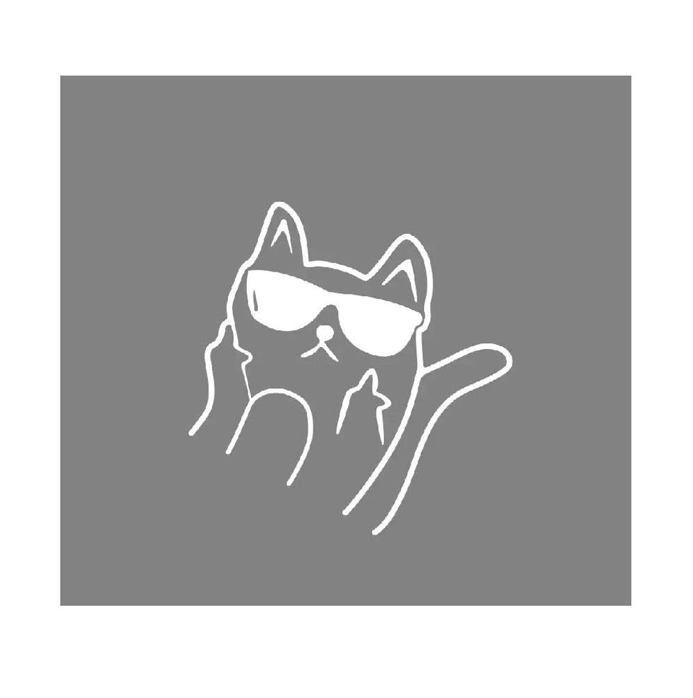 Cat Car Sticker Creative Full Body Decal Waterproof PVC Vinyl Film Auto Exterior Styling(Glossy White)