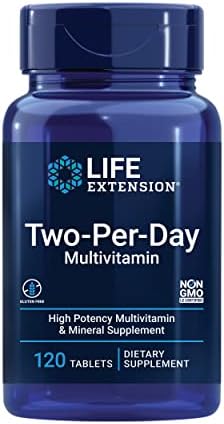 Life Extension Two-Per-Day High Potency Multi-Vitamin & Mineral Supplement - Vitamins, Minerals, Plant Extracts, Quercetin, 5-MTHF Folate & More - Gluten-Free - Non-GMO - 120 Tablets