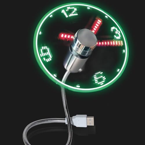 Soseelnee USB Clock Fan with Real Time Display Mini Portable Flexible Cooling Fans with Led Light for Home Office (1)