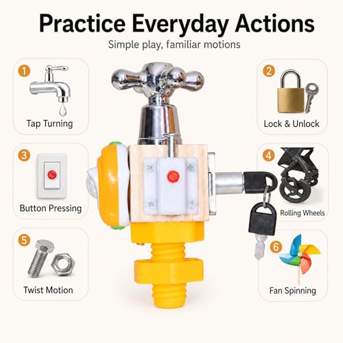 Image of Busy Cube for Toddlers, Activity Cube with Switch, Spinner & Lock Key