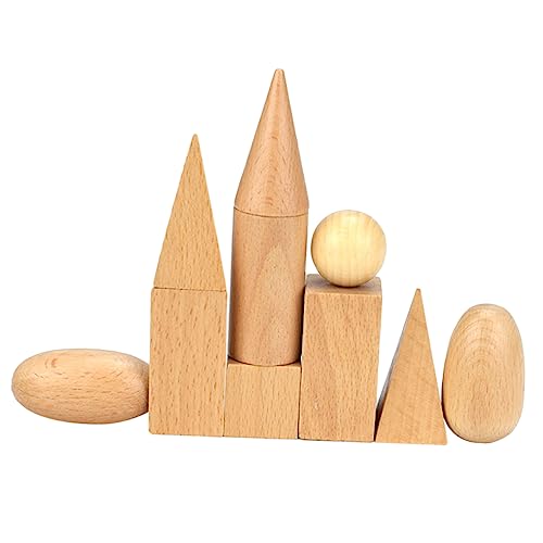ibasenice Juguete Educativo Juguetes educativos Toys Bloques Madera Bloques de Madera Stacking Game Edificio de Madera Bloques de construcción Juguete geométrico Bambú Khaki