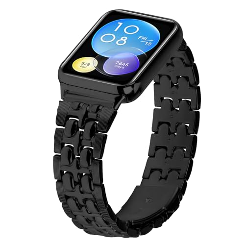 MVRYCE Watch Strap Compatible With Mi Band 8 Pro,Stainless Steel Rhinestones Band Replacement Band Adjustable Metal Strap for Mi Band 8 Pro Smart Watch (Black)