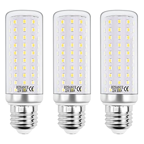 HZSANUE LED Maíz Bombilla 22W, 3000K Blanco Cálido, E27 Tornillo Edison, 2500lm, Equivalente a 180W Incandescente, 3 Pack