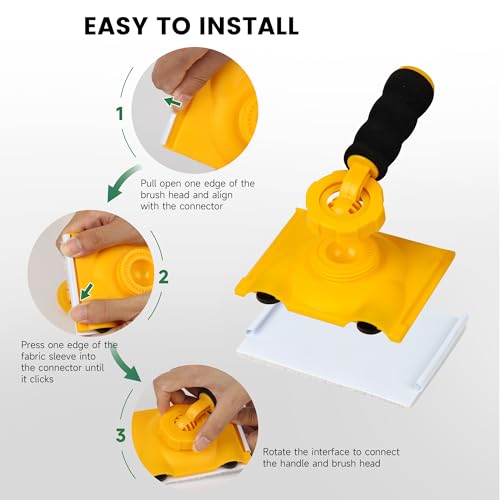 VOOMEY Paint Edger, 360° Rotation Handle Paint Edger Trimmer with 5pcs Replace Pads, Corner Walls & Ceilings Pad Painter, Edge Painting Tool for Wall Paint Pad Applicator