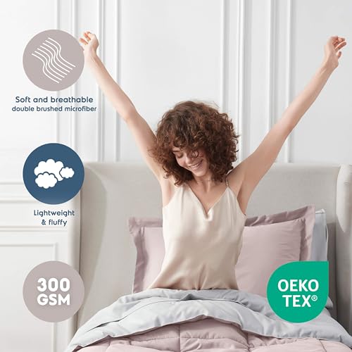 Nestl 5 Piece Twin Comforter Set – Blush Pink Reversible Bed in a Bag – Complete Twin Size Bedding Set with Sheets, Pillowcase and Sham by Nestl - Used condition - Image 3