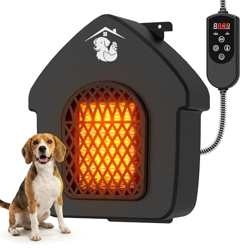 Dog House Heater with Thermostat Outdoor Pet Heater with Anti-Bite Cord Chicken Coop Heater Wall-Mounted Heater for Dog House Outdoor Suitable for Dogs Cats Chickens Hamsters