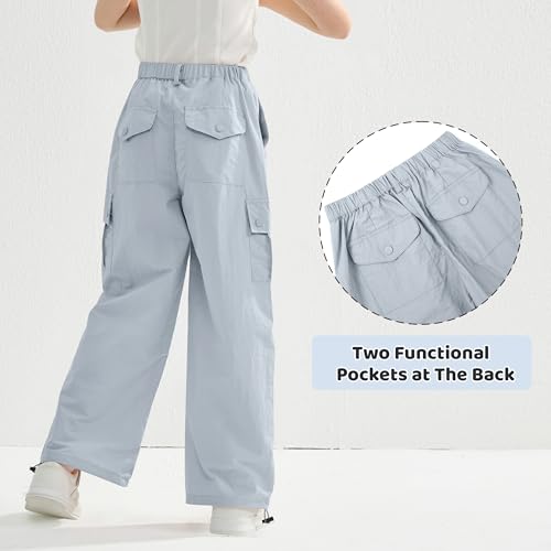 Image of Rolanko Parachute Pants for Girls Y2K Cargo Trousers with Pockets Harajuku Jogger Pants Kids 4-14 Years