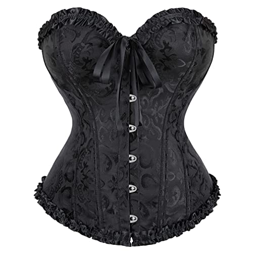 Corset Top Ovebust Victorian Corset Lace up Plus Size Corsets and Bustiers for Women, Black, Small