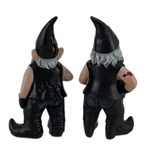 Zeckos Gnoschitt And Gnofun Thirsty Biker Gnome Couple Statues Resin 7.5 Inch Yard Garden Gnome Lawn Decor Or Desk Shelf Decorations Resin Weather Resistant #TOP5