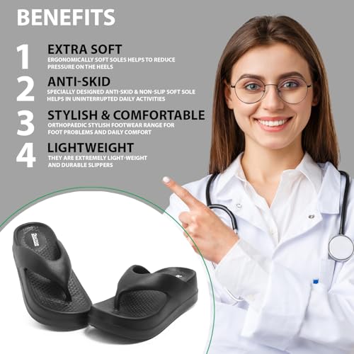 Image of DOCTOR HEALTH SUPER SOFT Women's Thick Sole EVA Flip Flops | Soft Cushioned Cloud Comfort Slippers | Lightweight Anti-Slip Open Toe Casual Sandals for Indoor Outdoor Everyday Wear
