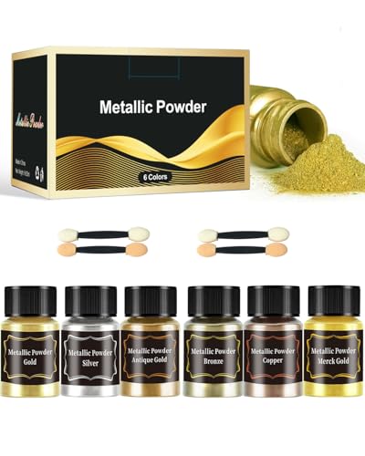 Luckymica Poudre de Pigment Métallique pour Résine Époxy – 6 x 20 ml, Couleurs Intenses et Effet Brillant, Mica pour Peinture, Ongles, Argile Polymère et Projets Créatifs – vue 2