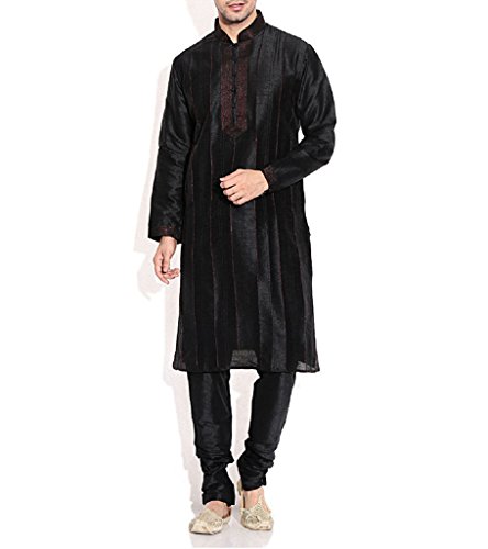 Kurta pijama étnico negro de algodón XXL ropa india paquistaní Bollywood para hombre