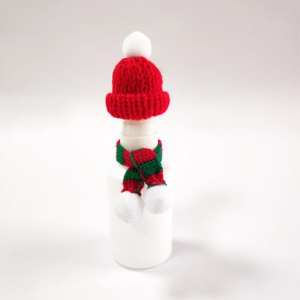 Amosfun 20pcs Mini Santa Hats for Crafts Tiny Santa Hats Christmas Mini Knit Hat Scarf Xmas Tree Ornaments Miniature DIY Hair Accessories Crafts Cute Doll Hat Jewelry Making